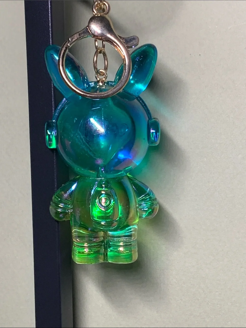 Charm Buddy Keychain - Blue & Green Astronaut Bunny